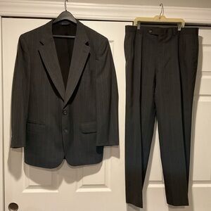 Burberry Vintage Men’s Gray Pinstripe Suit Jacket & Pants Set Wedding Work sz 42